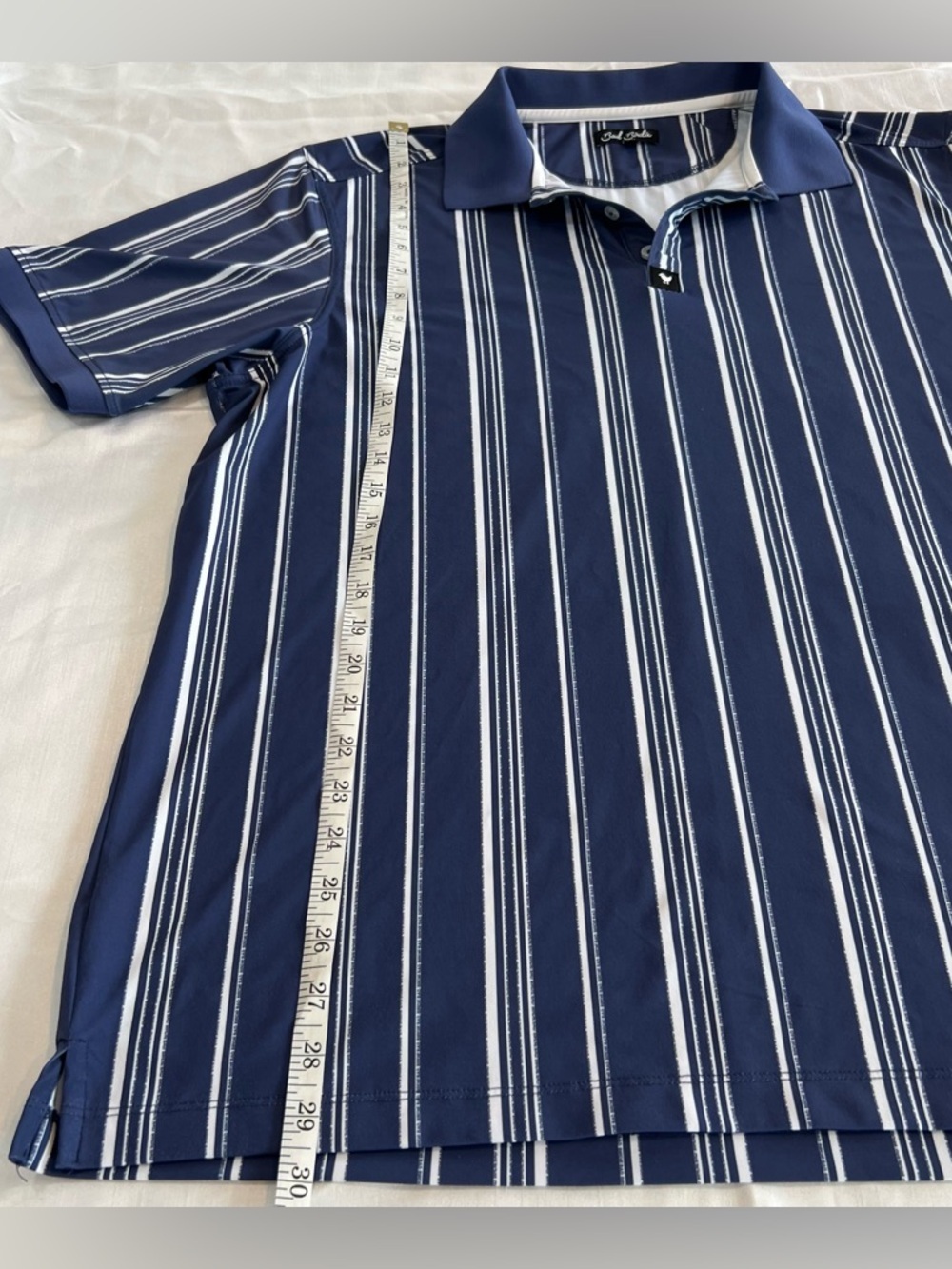 Bad Birdie Golf Navy and White Striped Polo - Picture 2 of 14